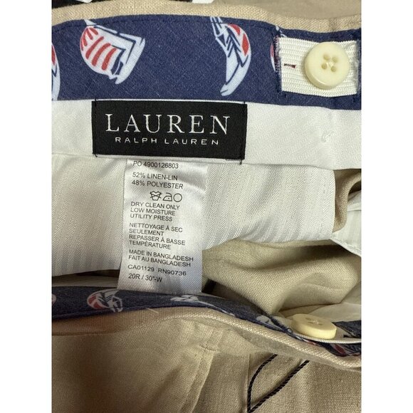 NEW Ralph Lauren Boy's Suit Pants Khaki Beugene Black Label Linen Size 20 30" - Picture 7 of 9